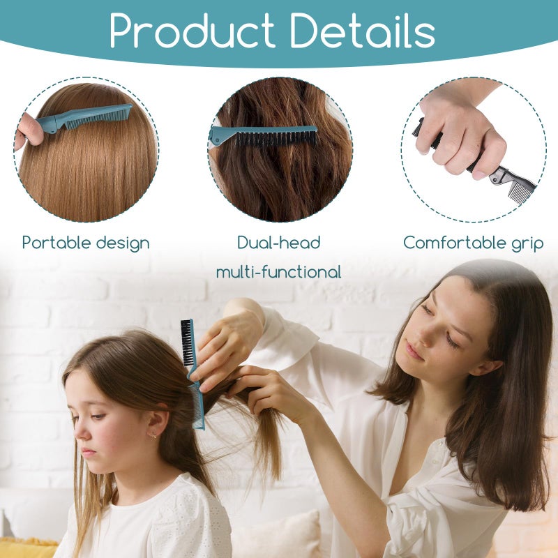 Xyembu 2 PCS Double Teeth Folding Comb, Double Headed Anti-static Comb, Portable Foldable Pocket Bristle Hairstyle Brush, Travel Foldable Hair Combs Brushes for All Hair Type Hairdressing - Image 3
